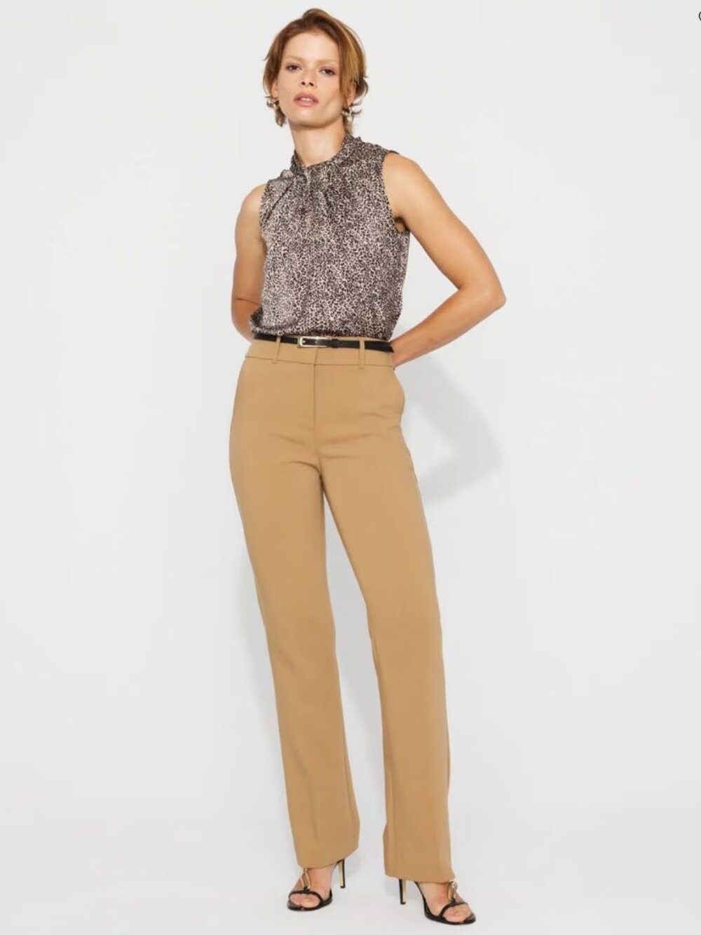WHBM High-Rise Riley Trouser, Soft Camel, Size 2
